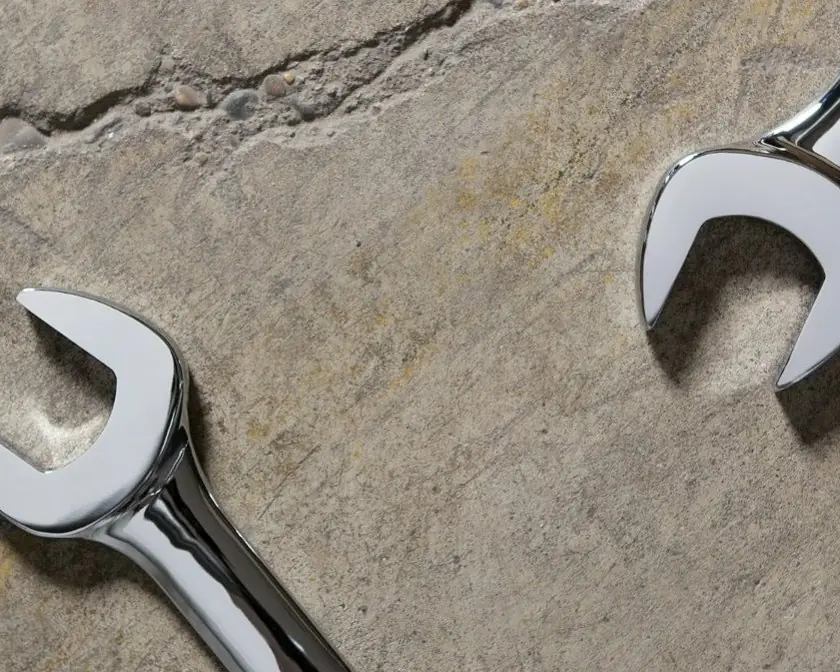 Two wrenches on a concrete floor