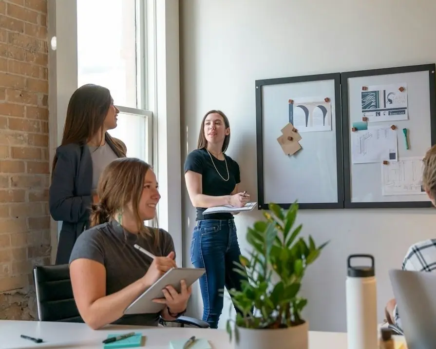 A team at work in a sunlit office